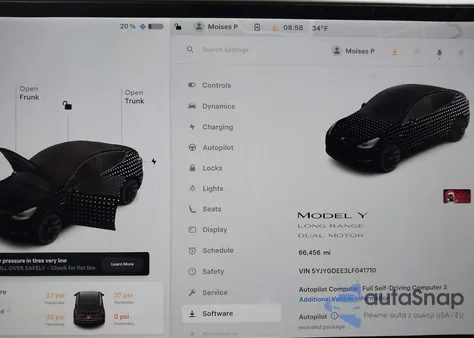 2020 Tesla Model Y Long Range Dual Motor All-Wheel Drive z USA, uszkodzony, nr VIN 5YJYGDEE3LF041710